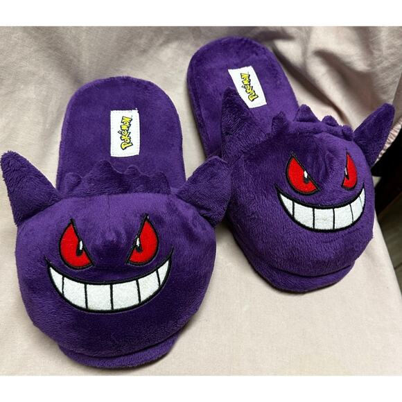 Pokemon Gengar Purple Plush Slippers Adult Size XL Slip On - Picture 1 of 3